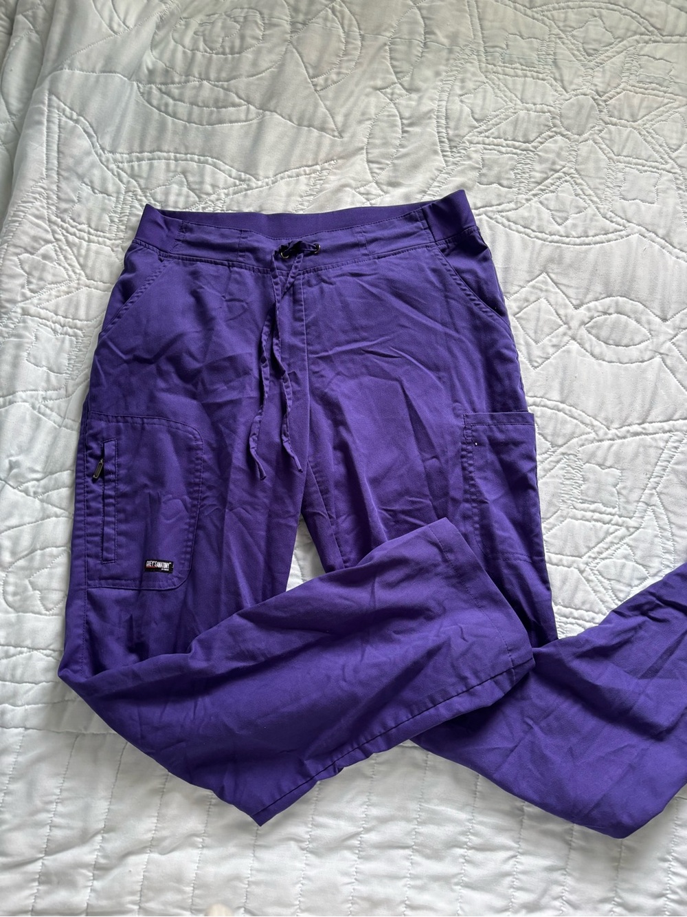 Purple Drawstring Scrubs Pants